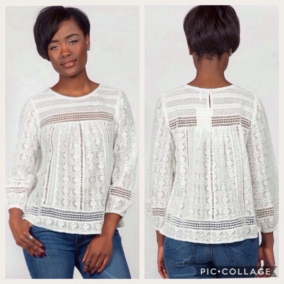 ๐JOIE๐ Ganden Multi Lace 3/4 Sleeve Blouse - Picture 3 of 8